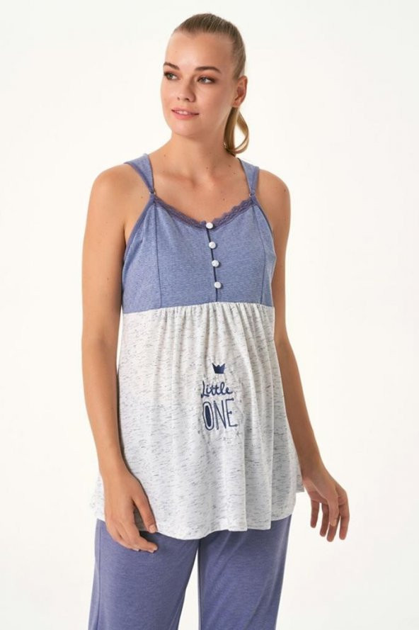 Feyza 4479 Mavi  Hamile Lohusa Spor 3 Lü Pijama Takımı - 4