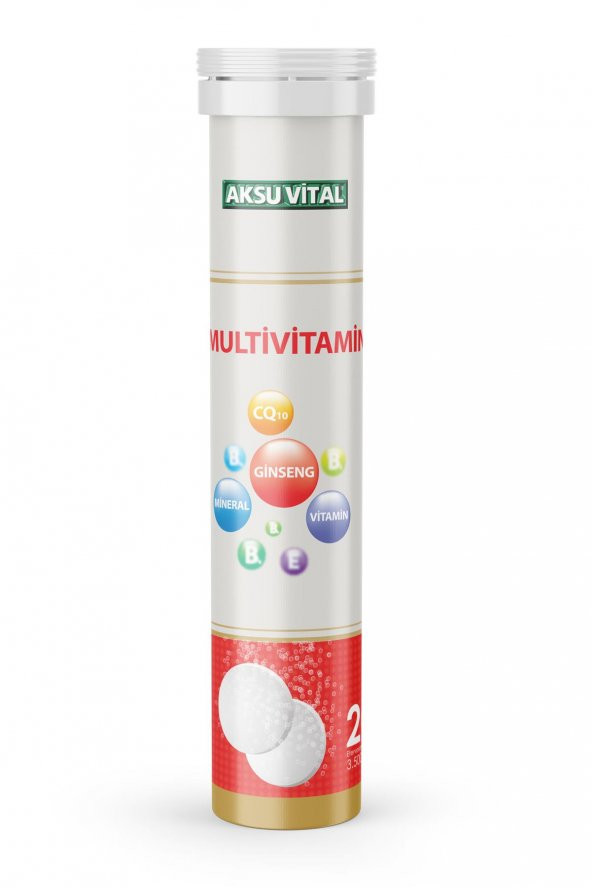 Aksu Vital Multivitamin Efervesan 20 Tablet (Mineral+Ginseng+Vitamin) 3500 mg