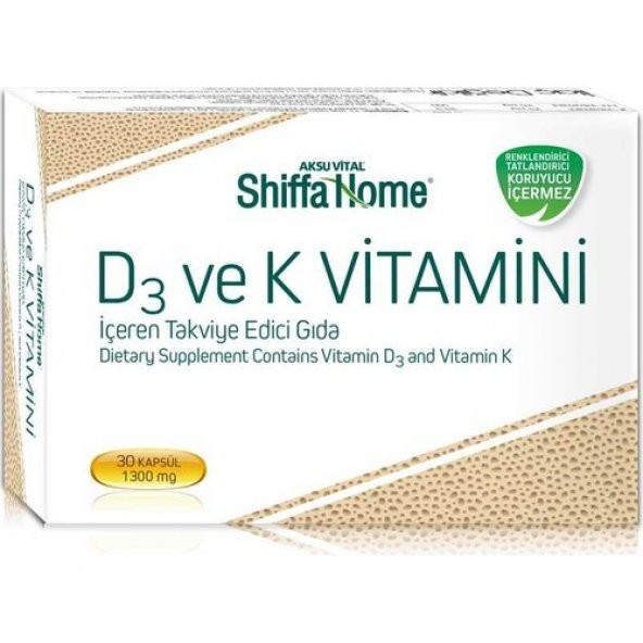 Shiffa Home D3 ve K Vitamini 30 kapsül Softgel 1300 mg