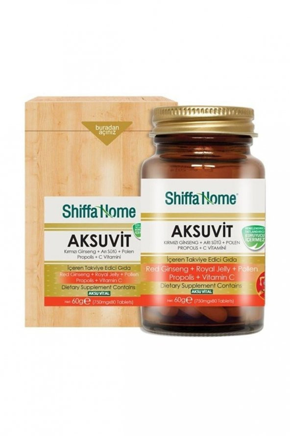 Shiffa Home Aksuvit 80 Tablet Ginseng + Arı Sütü + Polen Propolis + C vitamini