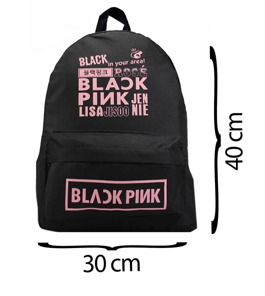 Siyah Blackpink Sırt Okul Çantası Ve Hologram Kalemlik İkili Set - 2