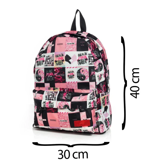 Pembe Blackpink Baskılı Sırt Okul Çantası Ve Kalemlik Set - 4