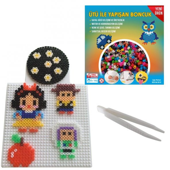 Nusrat Bilişim Ütü ile Yapışan 1000li 13 Renk Boncuk-Tabla-Cımbız 3lü Set