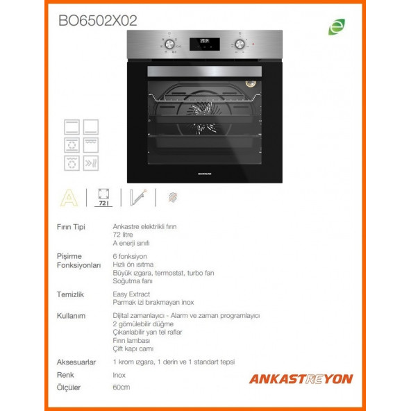 Silverline BO6502X02 S2 Ankastre Fırın İnox - 2
