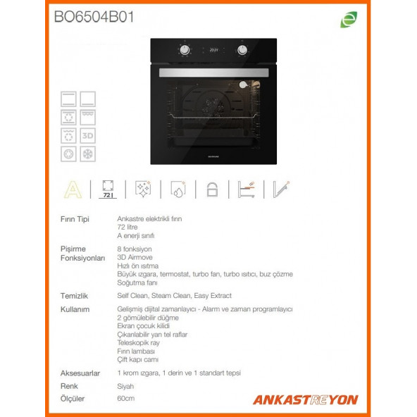 Silverline Bo6504b01 S4 Ankastre Fırın Siyah - 2