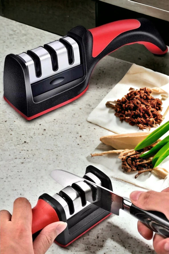 Profesyonel Çelik Bıçak Mutfak Makası Bileyici Aleti 3 Açılı Elmas Uçlu El Bıçakları Bileme Taşı Aparatı