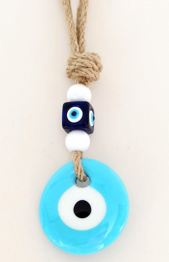 Bebek Mavisi Renginde Mini Nazar Boncuklu Duvar Süsü - Resim 2