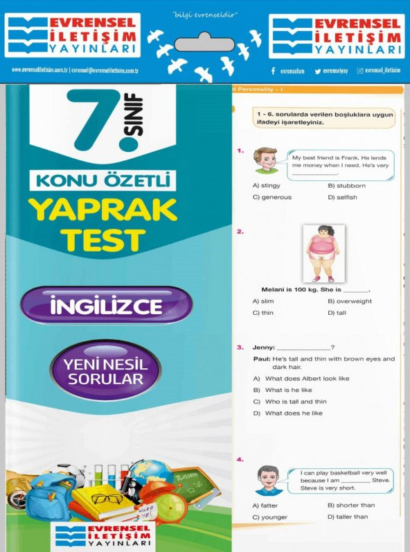 7.Sınıf İngilizce Yaprak Test - Evrensel İletişim Yayınları