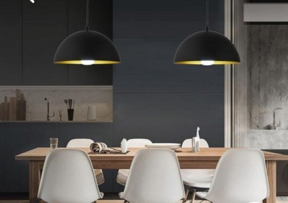 MYLİGHTS  40 CM SİYAH  İÇİ ALTIN METAL SARKIT AVİZE