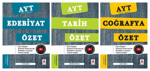 AYT Edebiyat+Tarih+Coğrafya 3lü Özet Seti - Delta Kültür Yayınevi