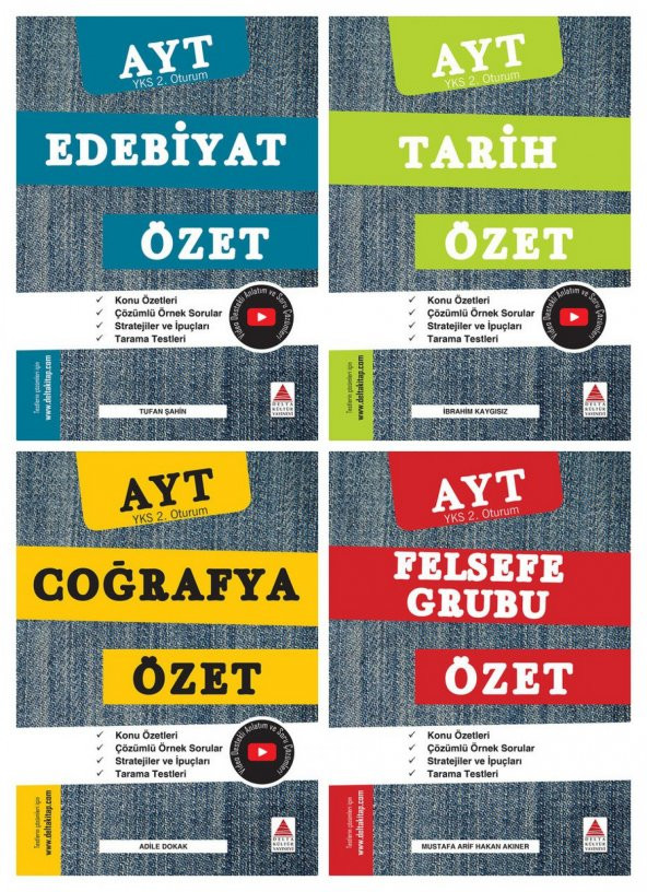 AYT 4lü Sözel Özet Seti (Edebiyat+Tarih+Coğrafya+Felsefe) - Delta Kültür Yayınevi