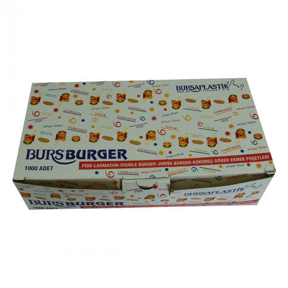 Bursa Plastik Bursburger Pide Lahmacun Burger Kokoreç Döner Ekmek Hışır Poşeti 13X26 1000 Adet - 3