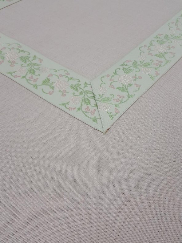 Finezza Gonca Jakar Bordürlü Keten Kumaş Pudra Masa Örtüsü 160x230 cm - 1134 - 2
