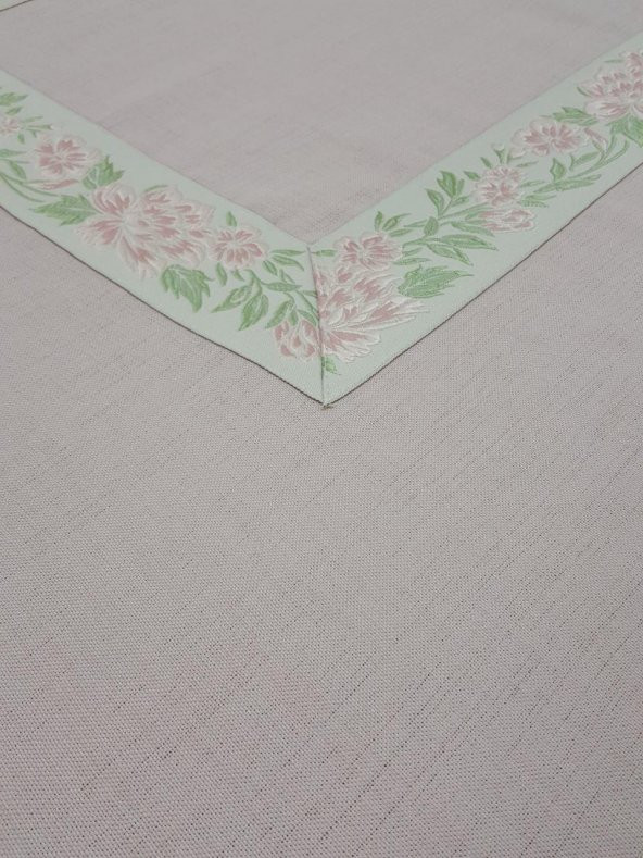 Finezza Nergis Jakar Bordürlü Keten Kumaş Pudra Masa Örtüsü 160x230 cm - 1137 - 3