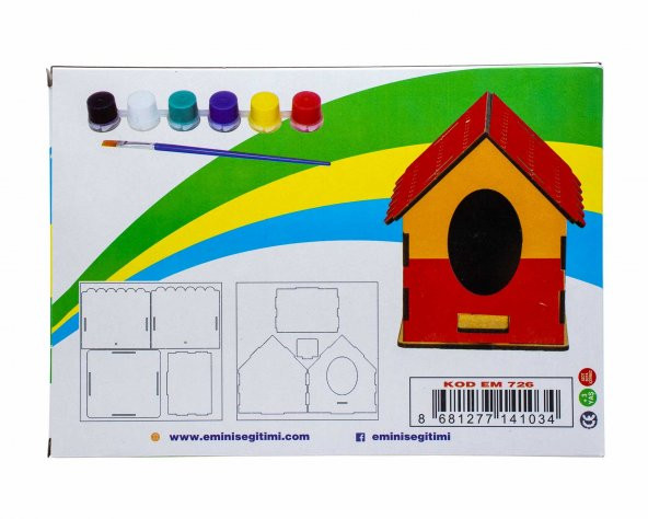 Boyama Ahşap Kuş Evi Seti - 4