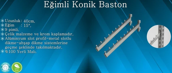 Konik Baston - Konik Dikmeye Geçme Baston, Askı Aparatı  Düz - 6