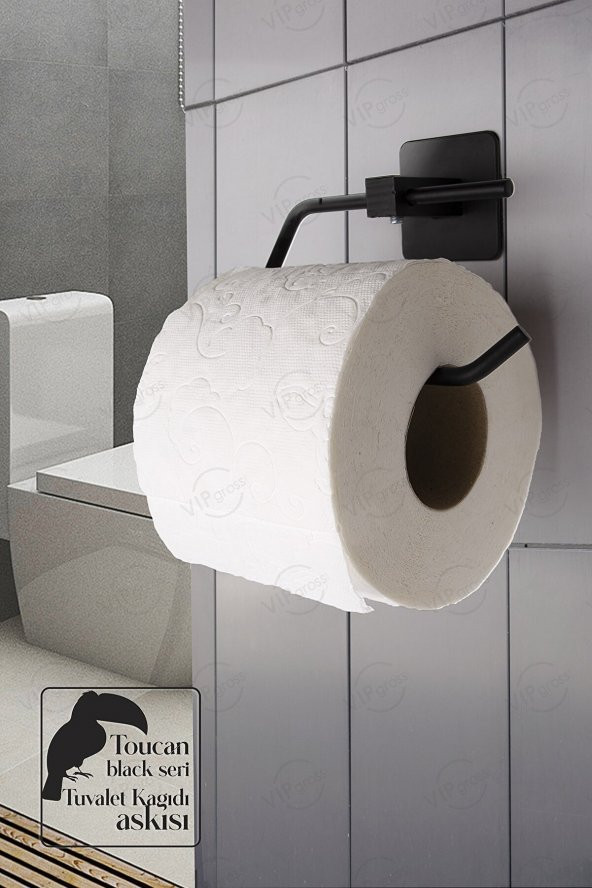 vipgross Siyah Banyo Duvara Monte Tuvalet Kağıdı Tutacağı/Tuvalet Kağıtlık