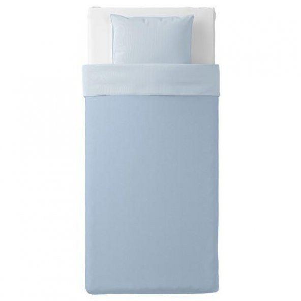 Çift Kişilik Nevresim Takımı IKEA,MeridyenDukkan Açık Mavi Renk Çizgili 240x220 Cm Nevresim Takımı - 2
