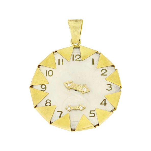 Altın Vintage Saat Kolye Ucu T001512