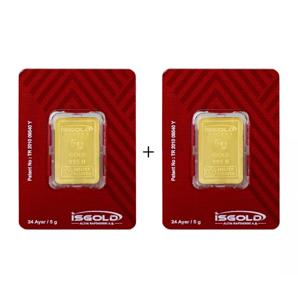 10 Gr (5+5) Külçe Altın IAR 24 Ayar