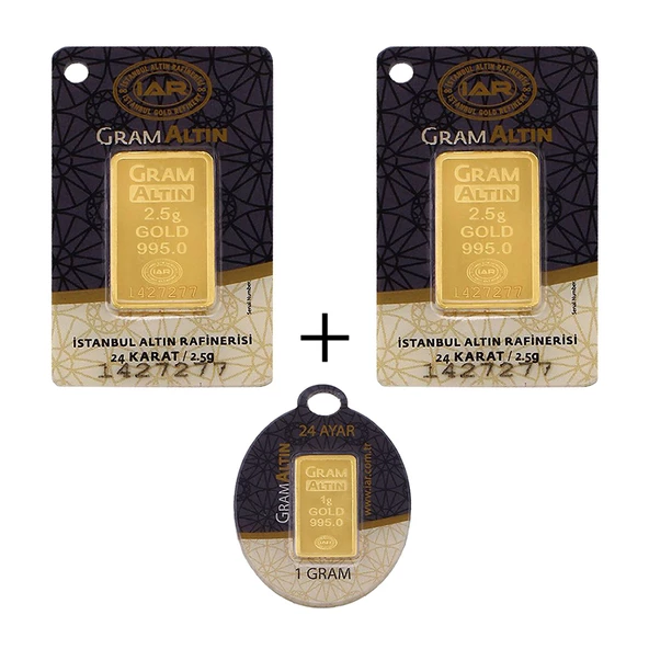6 Gr (2,5+2,5+1) Külçe Altın IAR 24 Ayar ürün görseli 1