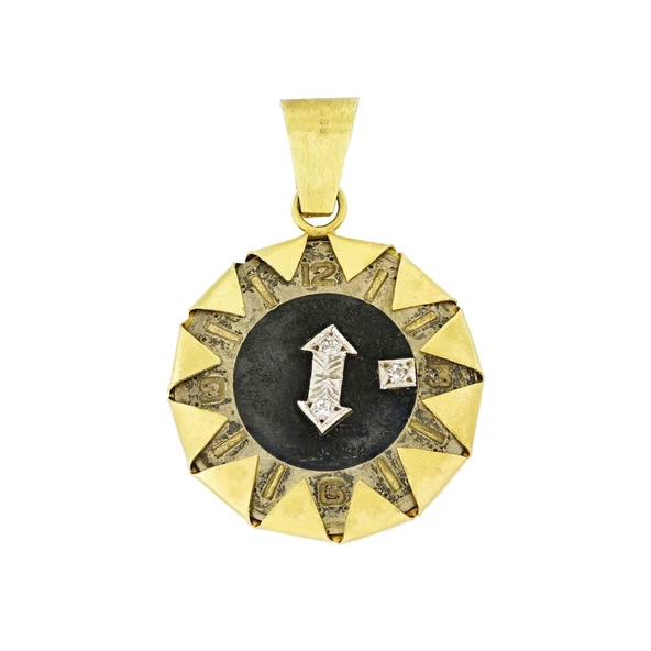 Altın Vintage Saat Kolye Ucu T001518