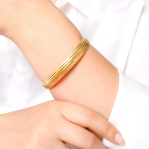 9 gr(gram) 10 mm 22 Ayar İşçiliksiz Bilezik TBS009-1 - 2