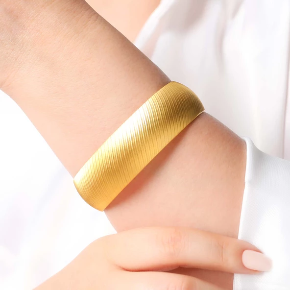 15 gr(gram) 15 mm 22 Ayar İşçiliksiz Şarnelli Bilezik TB0015-101 - Resim 2