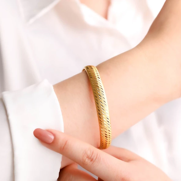 10 gr(gram) 10 mm 22 Ayar İşçiliksiz Şarnelli Bilezik TBC1010 - Resim 2