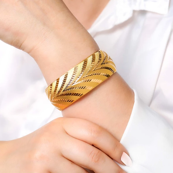 26 gr(gram) 25 mm 22 Ayar İşçiliksiz Bilezik TBC0025-26 - Resim 2