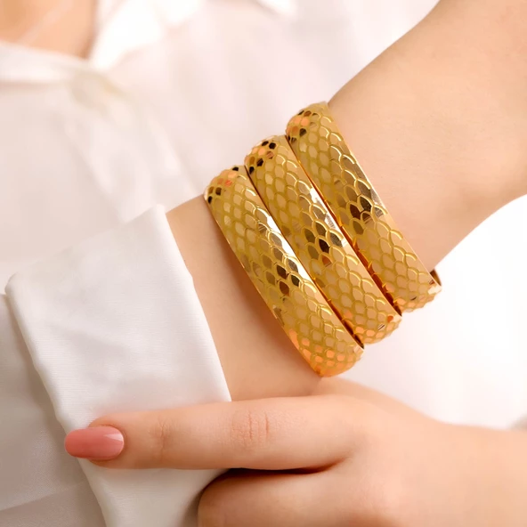 16 gr(gram) 15 mm 22 Ayar İşçiliksiz Bilezik TCNC016-7 - Resim 2