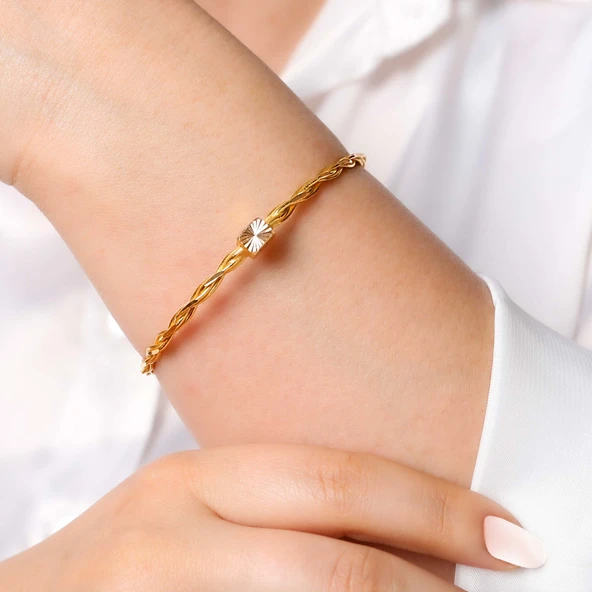 24 gr(gram) 22 Ayar Kilitli Burma Bilezik - 2