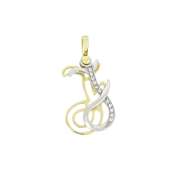Altın J Harfi Kolye Ucu T014393