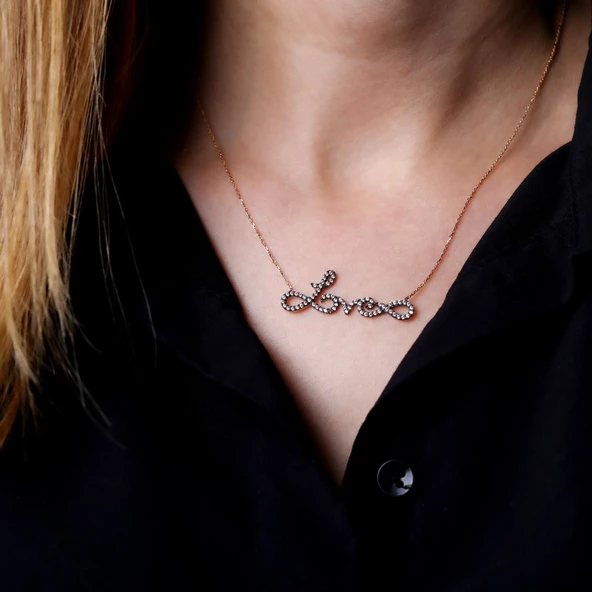 Altın Love Kolye T026773 - Resim 2