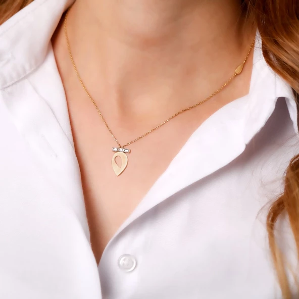 Altın Damla Kolye T038561 - Resim 2