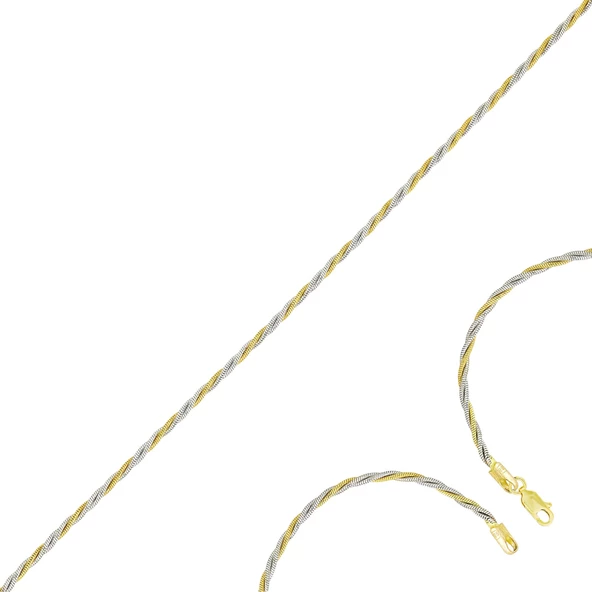 Altın Burgulu Çift Renk Zincir T026464 ürün görseli 1