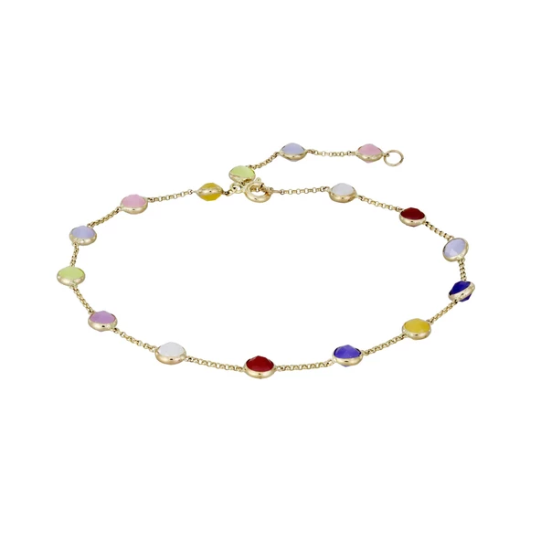 Renkli Boncuklu Altın Bileklik T056527