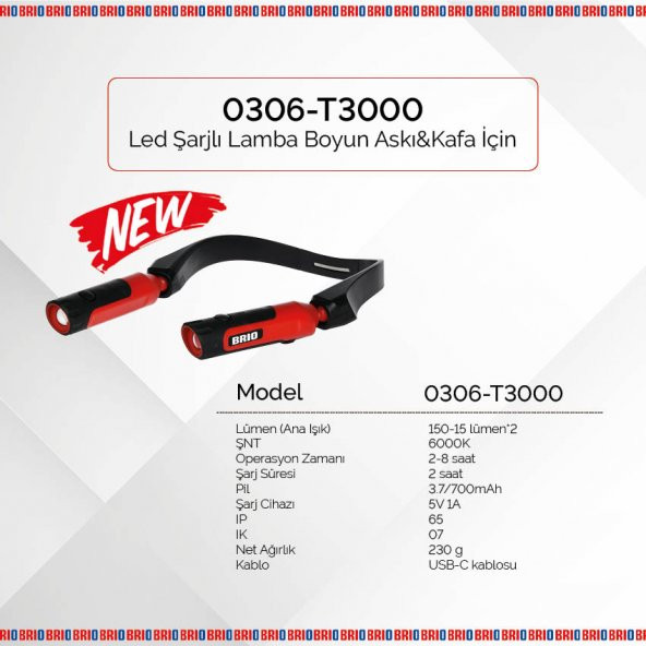 Brio Usb Şarjlı Led Lamba Boyun ve Kafa İçin Ayarlanabilir 2 x 150 Lümen - 2
