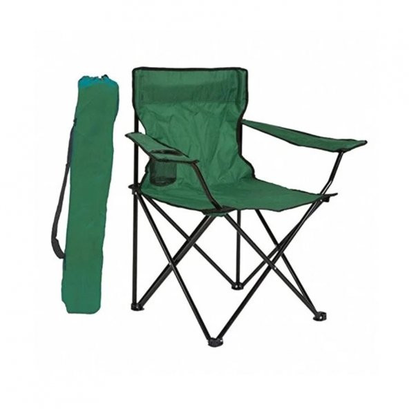 Basic Metal İskelet Katlanabilir Kamp Sandalyesi Yeşil