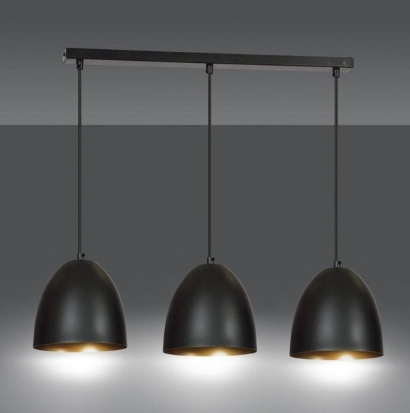 mylights  üçlü masa üstü retro  metal sarkıt avize 60 cm kasa