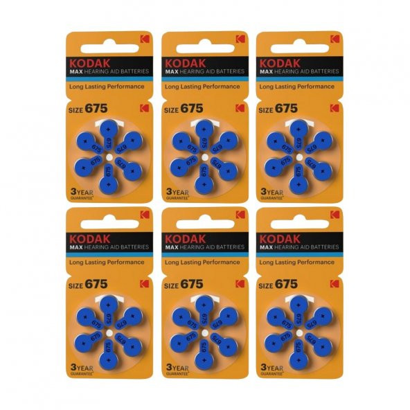 PR 44 675 İşitme Cihaz Pili 6lı 6 Paket Kodak PR44Kulak Cihazı Pili 6lı 6 Paket
