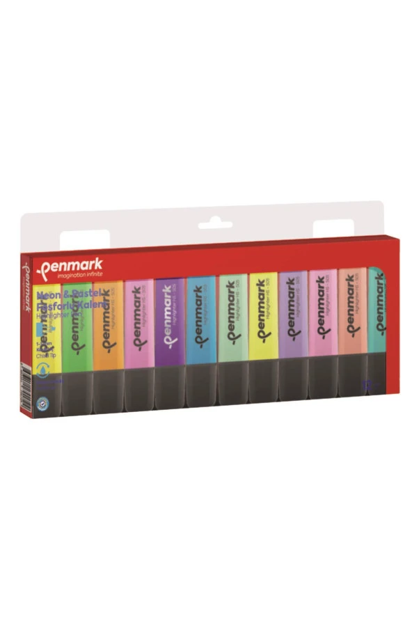 Penmark Fosforlu Kalem 12 Li Karışık Renk 6 Pastel + 6 Neon Renk