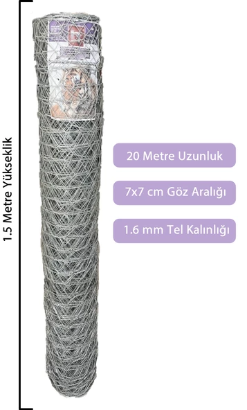 1,5x20 Metre Bahçe Tel Örgü Bahçe Çiti Bahçe Teli Çevirme Teli 1.6 mm Kalınlığında