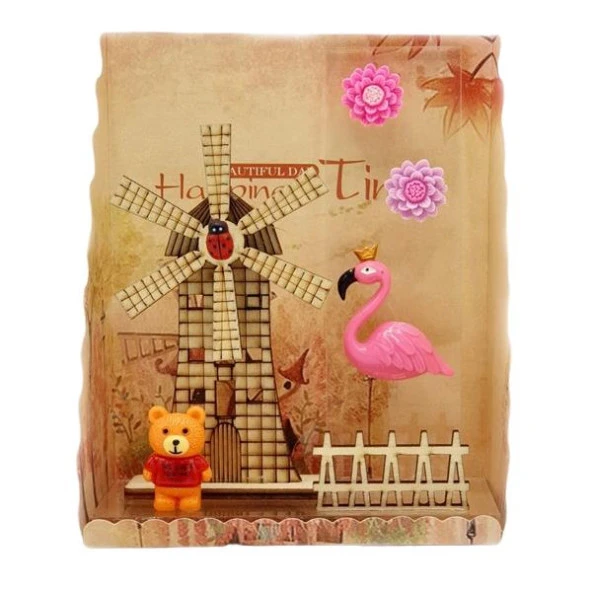 Işıklı Değirmen Flamingo ve Teddy ürün görseli