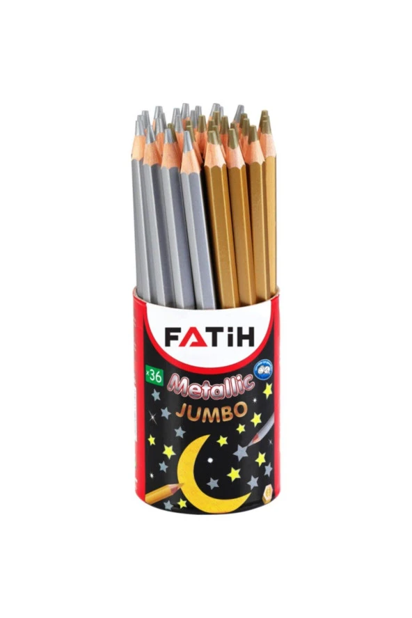 Fatih Kuru Boya Tam Boy Jumbo Metalik Altın Gümüş (1 Paket 36 Adet Kalem)