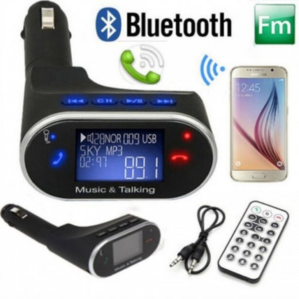 Kingboss Araç Kiti FM Transmitter Bluetooth USB Mp3 Çalar Konuşma - 2
