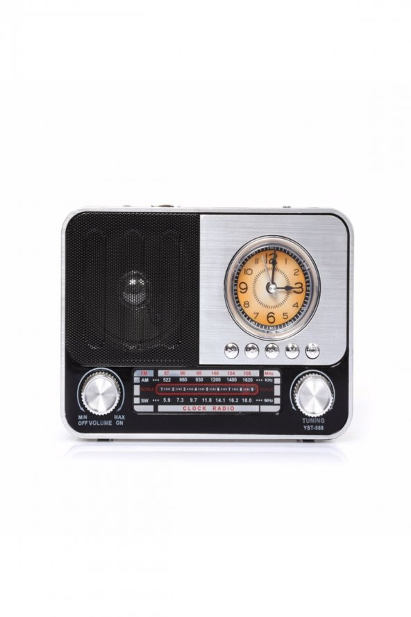 Istanbul Hatırası Retro Stil Fm Radyo X-bass Bluetooth Hoparlör Saatli El Fenerli