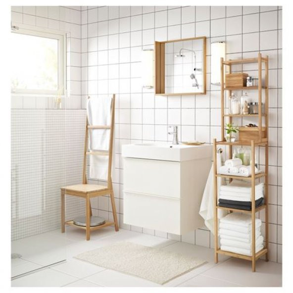 Banyo Bambu Düzenleyici Raf Bambu Havluluk Düzenleyici MeridyenDukkan 39x44x140 Cm Banyo Açık Raf Ayaklı-Doğal - 3
