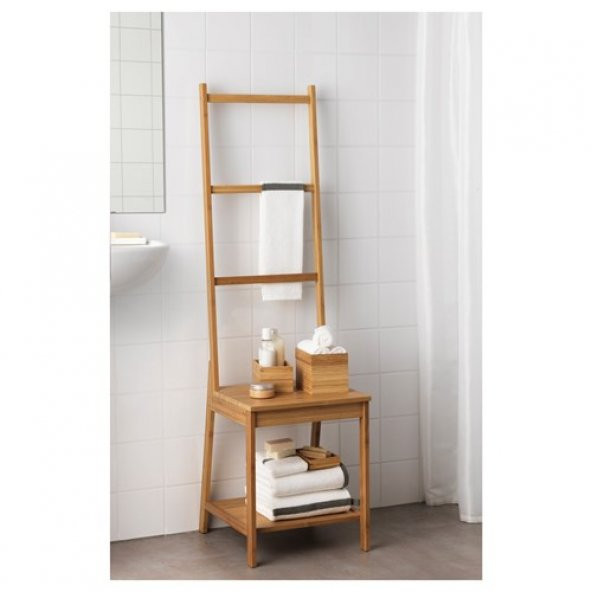 Banyo Bambu Düzenleyici Raf Bambu Havluluk Düzenleyici MeridyenDukkan 39x44x140 Cm Banyo Açık Raf Ayaklı-Doğal - 4