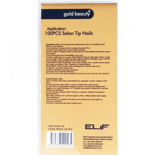 Gold Beauty Gold 100 Lü Karma Takma Tırnak Ep 704 - Protez Tipi - Resim 2